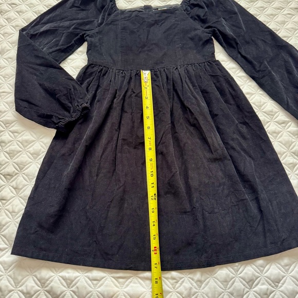 NWT GAP Kids Long Puff-Sleeve Corduroy Cotton Square Neck Dress Black Size 10 - Picture 8 of 14